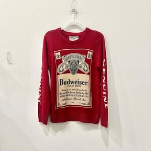 Vintage Lancaster Long Sleeve Crew Neck Pullover Graphic Sweater Red Mens Size M